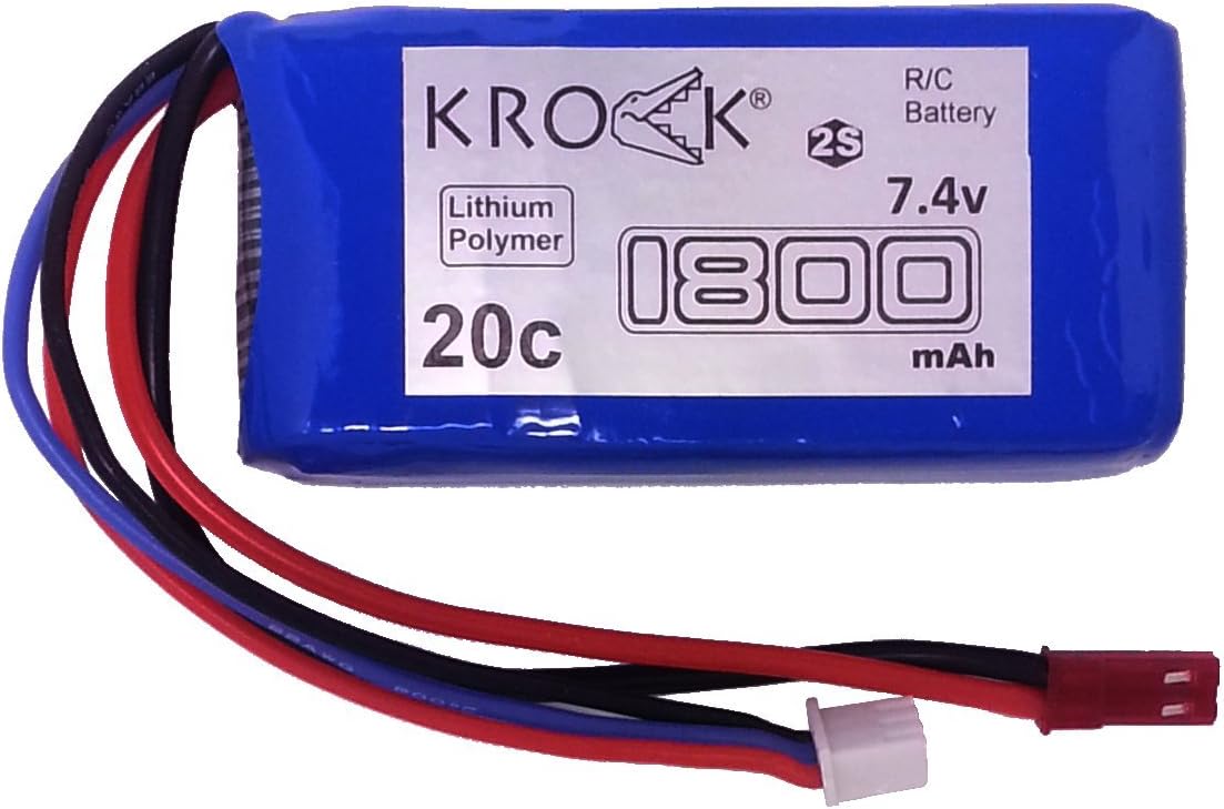 KROCK® 7.4v 1800mah 20c Battery for MJX F649 F49 RC Helicopter (Female JST to Male MJX F649 F49 Plug Adapter Required)