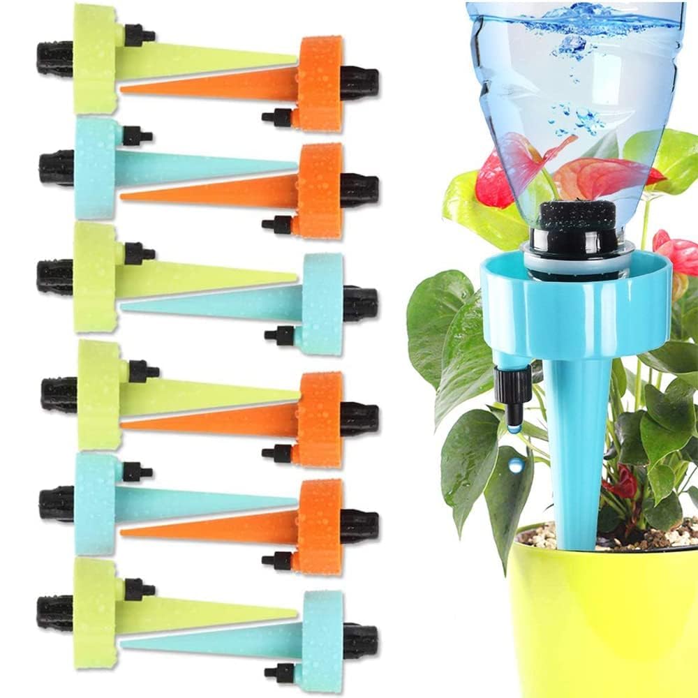 12Pcs Self Watering Spikes, Plant Watering Devices Adjustable Plant Drip Irrigation Watering Spikes with Control Valve Switch for Indoor Outdoor Garden Plants