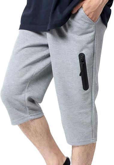 Amazon シーピーエス ハーフパンツ メンズ 7分丈 速乾 ドライ 無地 イージーパンツ ひざ下 ミディアムグレー M ショートパンツ 通販