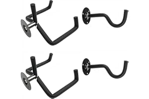 Jashem Guitar Wall Mount Acoustic Electric Classical Guitar, Ukulele, Banjo and Mandolin Wall Hanger Slat Wall Horizontal Guitar Holder Bass Stand Rack Hook (2 Packs)