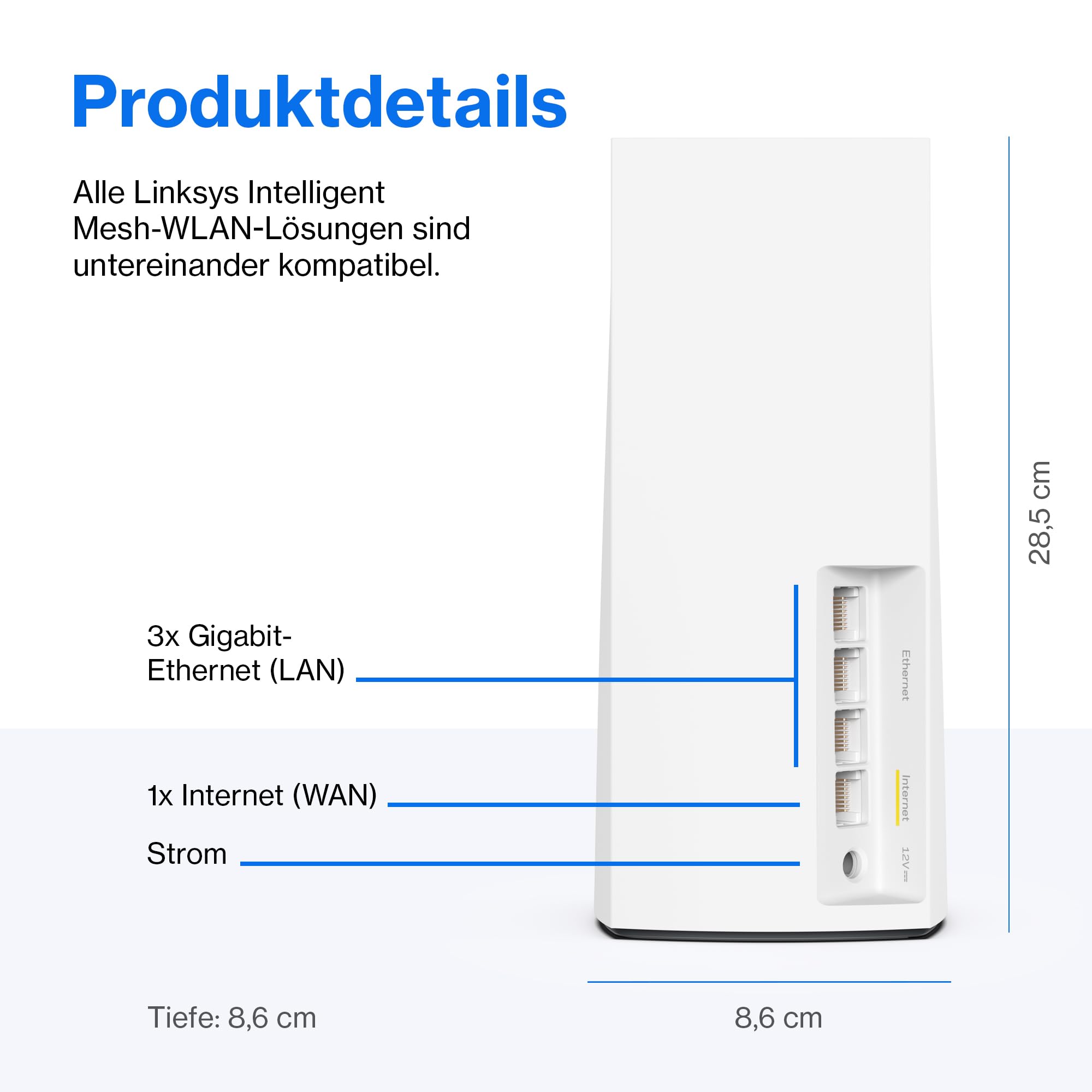 Linksys Atlas Pro 6 Velop Dual-Band Mesh WiFi 6 System (AX5400) WiFi Router with up to 500 m² Wireless Coverage, 4 Times Faster for More Than 60 Devices - Pack of 2, White