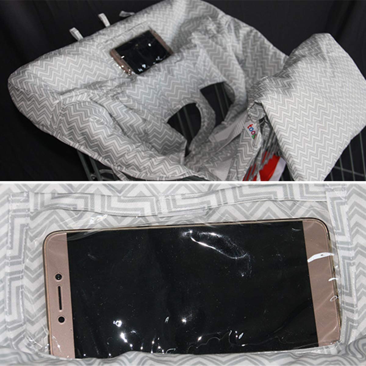 shopping cart cover with phone holder