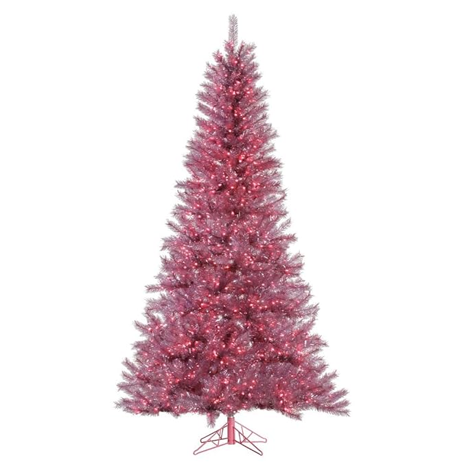 Vickerman Orchid Pink Tinsel Artificial Christmas Tree with 1000 Pink MiniLights, 9
