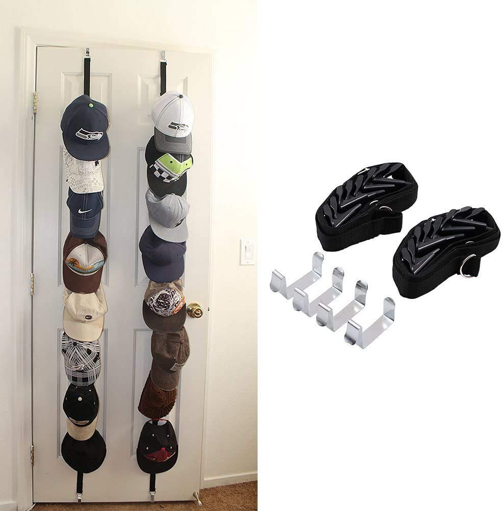 Wommty 2 Pack Caprack, Sports Ball Cap Hat Rack Storage/Baseball Cap Holder/Handbag Rack Organizer with 16(2 x 8) Cap Racks,Black