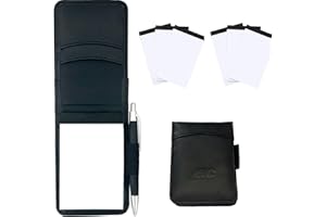 Lcjtop 7 Pieces Mini Pocket Notepad Holder Set Included 1 Pen and 6 Pieces 3 x 5 Inch Memo Book Refills, 30 Blank Paper Per Note Pad for Office School