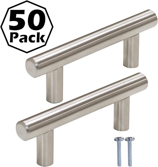 Gobrico Brushed Nickel Cabinet Handles 2 5 Inch Hole Centers T