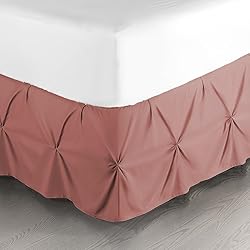 Nestl Pink Clay Bed Skirt Queen Size, Pinch Pleat