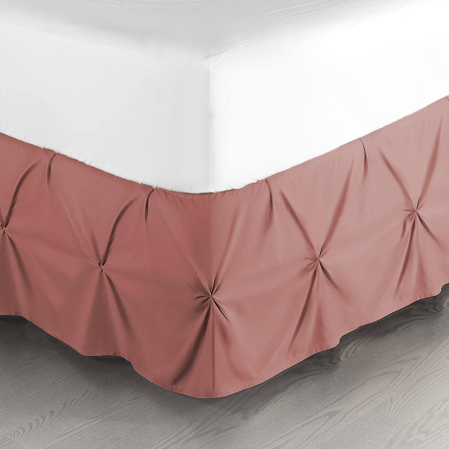 Nestl Pink Clay Bed Skirt Queen Size, Pinch Pleat