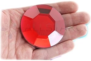 Allstarco 60mm Red Ruby H103 Large Acrylic Flat Back Rhinestones for Cosplay Costume Making, Props Embelishments Plastic Gems Decor Jewels - 2 Pieces