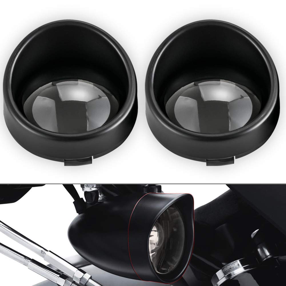 NATGIC 2 Pcs Motorcycle Turn Signal Bezels Lens Cover Visor Style Indicators Light Lens Cover Motorcycle Accessories for Harley Davidson softail Sportster Fat Boy (Black Cover & Smoke Lens)