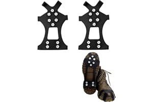 Ice Grips for Boots and Shoes, Anti-Slip Silicone Portable Ice Cleats, Removable Snow Shoe Stainless Steel Spikes for Walking