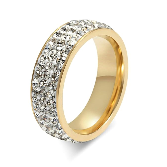 Abellale Ring Edelstahl Band Runden Zirkonia Eingelegt Weiß Bandring 7MM Ring, 1 Stück