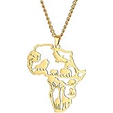 UNIFT Map Pendant Necklace For Women Men Stainless Steel Personalized Minimalist Hollow Out Charm Africa Map Outline Pendant Necklaces Jewelry