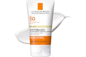 La Roche-Posay Anthelios Mineral Sunscreen SPF 50 Gentle Lotion, Broad Spectrum SPF + Antioxidants, Face & Body Sunscreen, Titanium Dioxide & Zinc Oxide, Oxybenzone Free, Oil Free