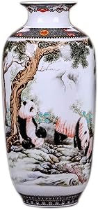 MINLIN Jingdezhen Ceramic Vase Vintage Chinese Style Animal Vase Fine Smooth Surface Home Decoration Furnishing Articles (Panda)