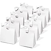 Vitalizart Paper Gift Bags With Ribbon Handles Set of 10 White Bulk Reusable For Gift Wrap Girls Kids Birthday Bridal Shower Party Favors Goodie Bags Candy Christmas 5.91"x3.54"x7.28" Small Size