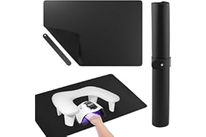HKZTUY Foldable Nail Mat, Waterproof Manicure Pad 23.62x15.75 Inch | Perfect for Manicure at Home or Salon | Easy to Clean, Portable Design (Black)