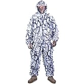 Huenco Outdoor Camo 3D Snow Wild Zipper Ghillie Suit For Paintball Airsoft Hunting Wildlife Photography