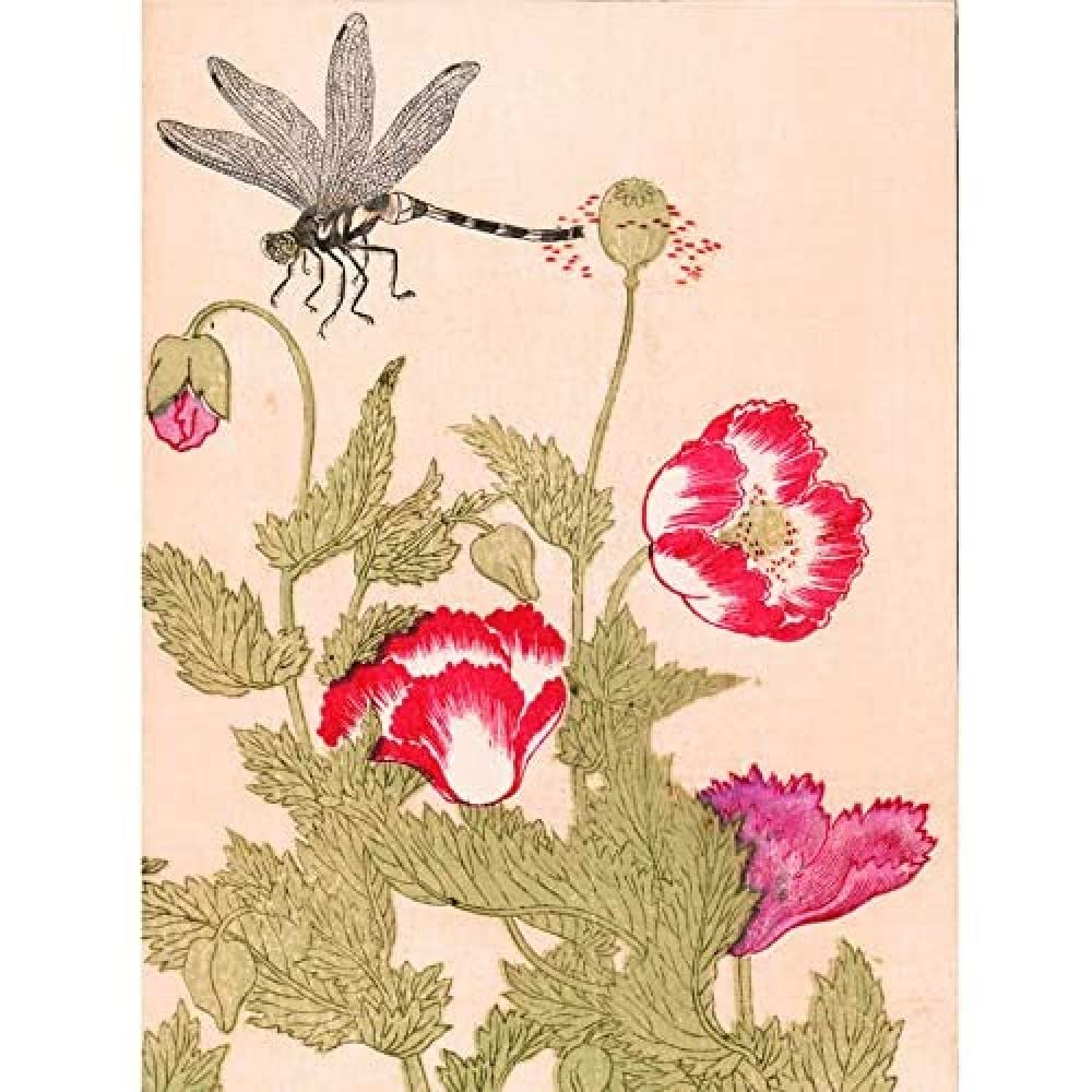 Artery8 Kitagawa Utamaro Dragonfly Flowers Japanese Painting Art Print Canvas Premium Wall Decor Poster Mural