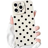 NITITOP Compatible with iPhone 13 Pro Case Stylish Cute Polka Dots Pattern Design for Girls Women Men Soft TPU Shockproof Full Camera Protective Phone Cover - White Black