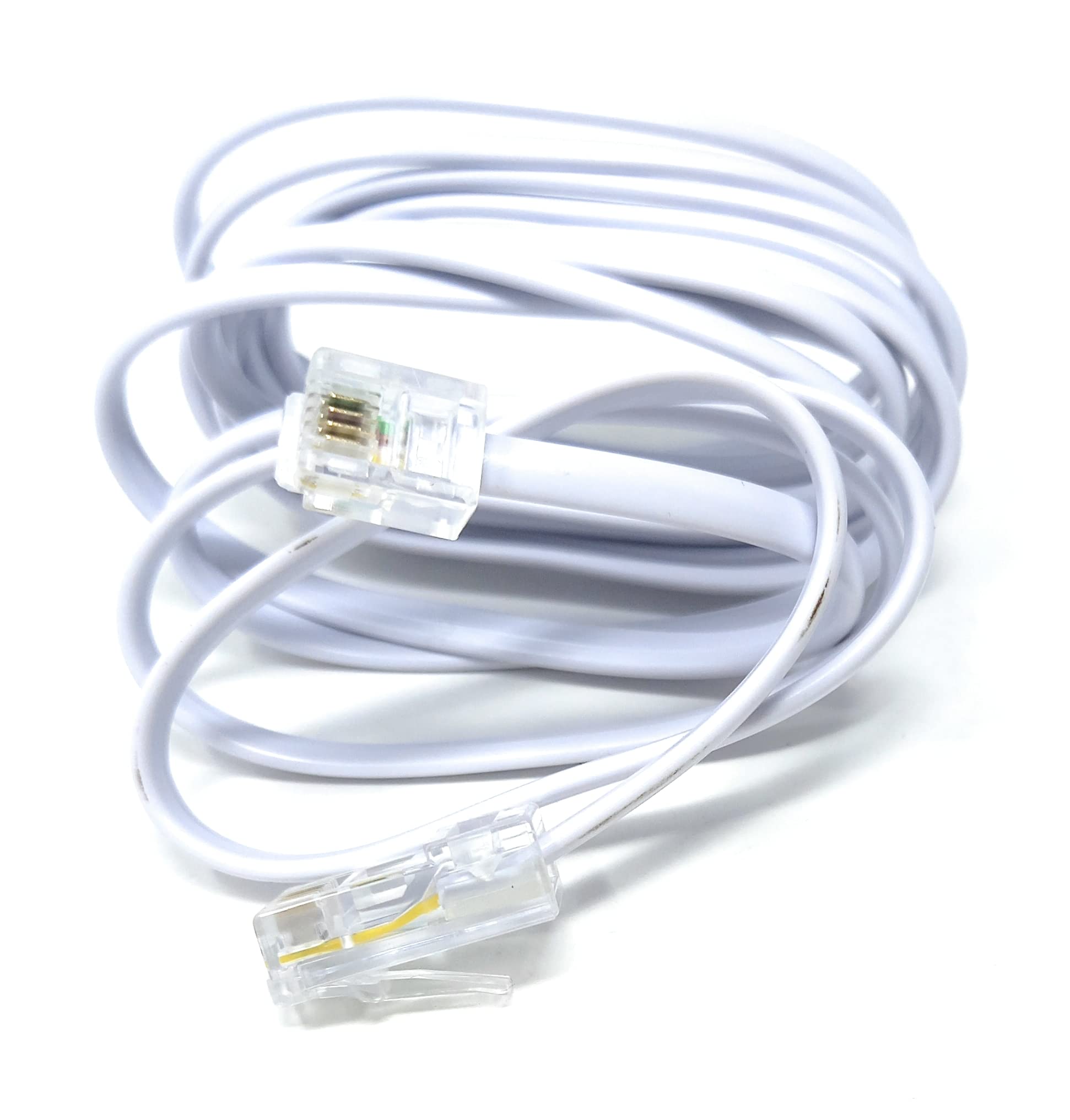 DRUT 2m Flat RJ11 to RJ45 Male to Male 4 wire Broadband, Modem Cable Lead 6.5ft White