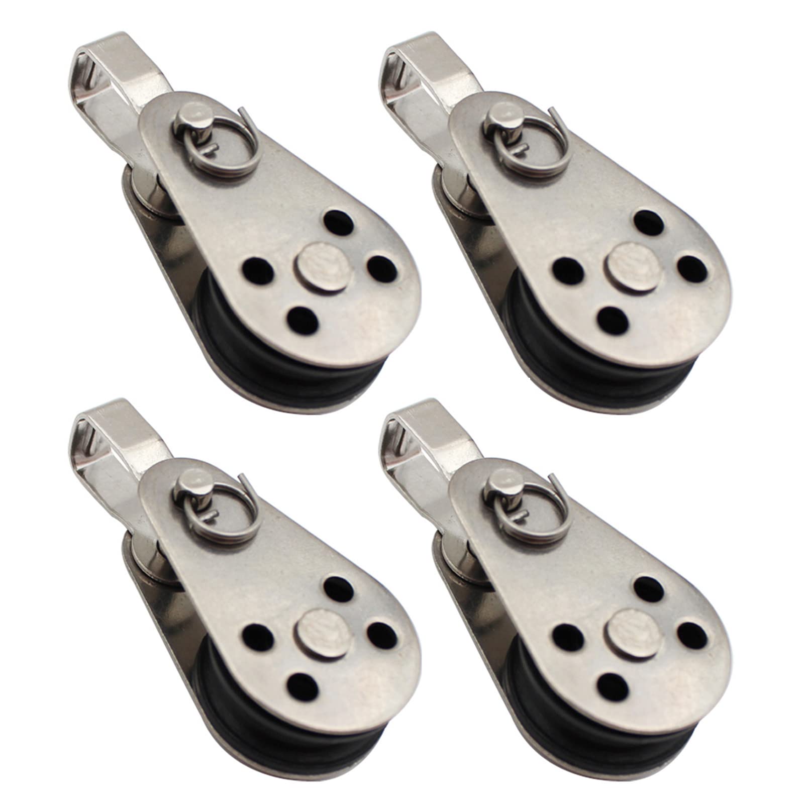 Photo 1 of 4PCS Stainless Steel Nylon Marine Pulley,Pulley Block Rope Rope Runner Kayak Pulley Single Pulley Bearing Block Rope Runner,Suitable for 0.08" to 0.32" Ropes,for Sailboats,Yachts,Ship Pulleys