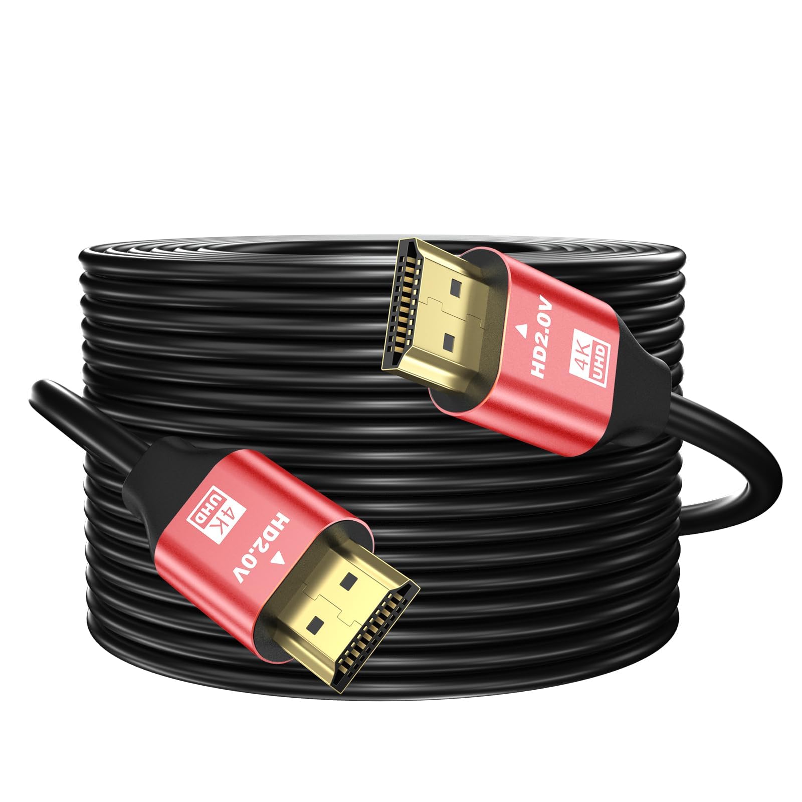 grofyllaa 4K Hdmi Cable 20M, High Speed Hdmi 2.0 Cable 4K@60Hz 2K@120Hz, Gold-Plated Connector 3D ARC HDCP 2.2 &2.3 for HDTV/Blu Ray Playback/Projectors/Laptops/PS4/PS5(Red)
