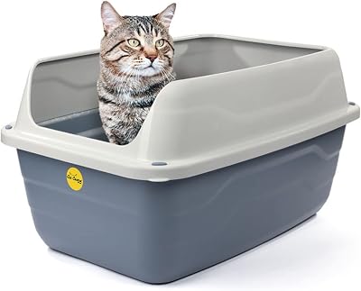 Cat Centre Jumbo Open Litter Tray Grey with Detachable Rim 56cm Deep