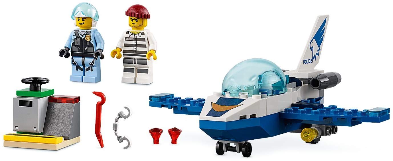 City Police Sky Police Jet Patrol Playset, minifiguras y accesorios, juguetes policiales para niños