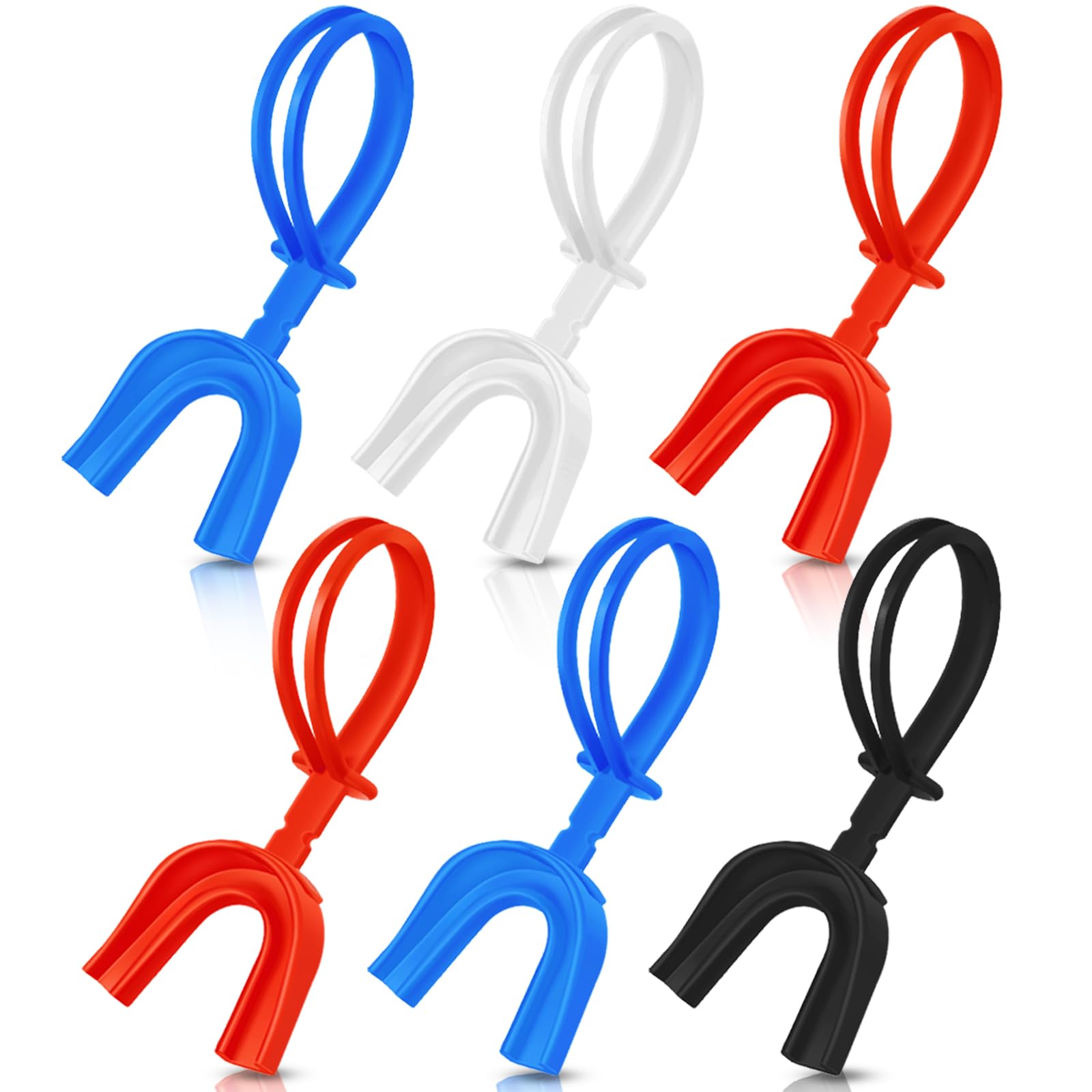 Photo 1 of TOODOO 6 Pcs Strapped Mouth Guard Sports Mouthguard with Strap No Boil Football Boxing Mouthpiece Adult Youth Braces Soft Mouthguard for Lacrosse Basketball Hockey Wrestling(Colorful,Youth)