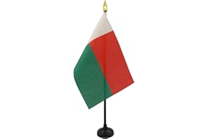 AZ FLAG - Madagascar Table Flag 15x10 Cm - Madagascan Mini Desk Flag 100% Polyester 4'' x 6'' - Office Flag with 25 Cm Pole -