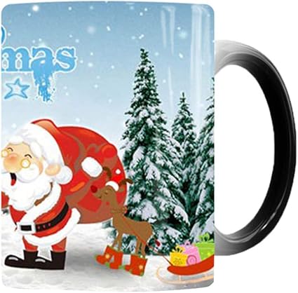 Tazze Di Natale.Upkoch Tazze Di Ceramica Di Natale Cambiamento Di Colore Tazza Di Caffe Festival Di Natale Regali Di Compleanno Stile Babbo Natale Nero Amazon It Casa E Cucina