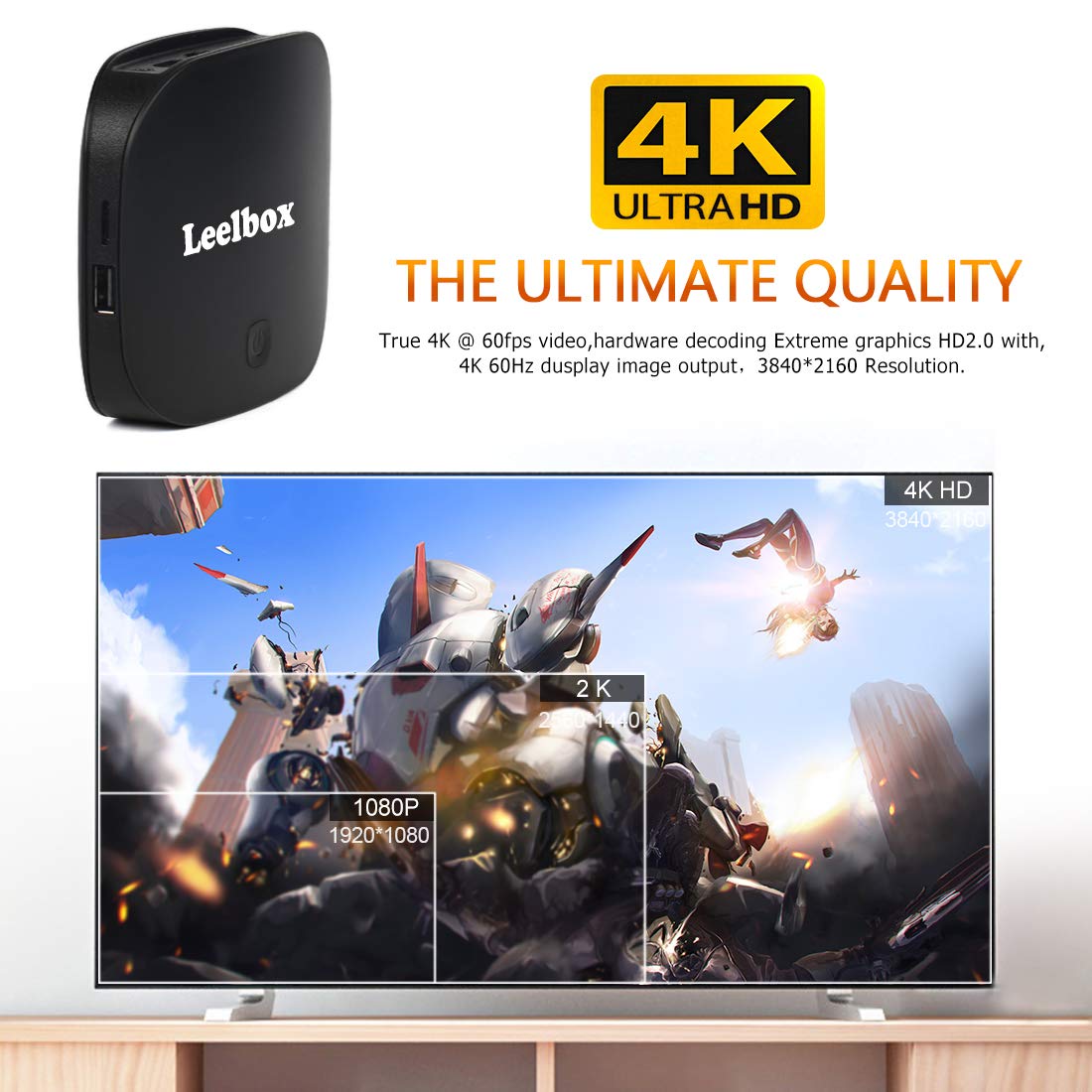 [2018 Edition] Leelbox Q2 pro Android 7.1 TV Box 2GB+16GB Dual-WIFI 2.4GHz/5GHz with BT 4.0 Supporting 4K (60Hz) Full HD Smart TV Box