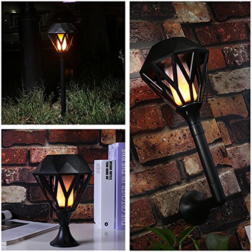 Arturesthome Flickering Flames Torches Lights Upgraded Solar Ground Lights Outdoor Waterproof 96 LED Tiki Torch Landscape Decoration Lighting Solar/USB 1 Piece - Thumbnail 4