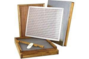 Hoover Hives 10 Frame Langstroth Beehive Parts Kit Dipped in 100% Beeswax Includes Telescoping Top Cover, Oval Bee Escape, Inner Cover, Screened Bottom Board, Entrance Reducer& Queen Excluder