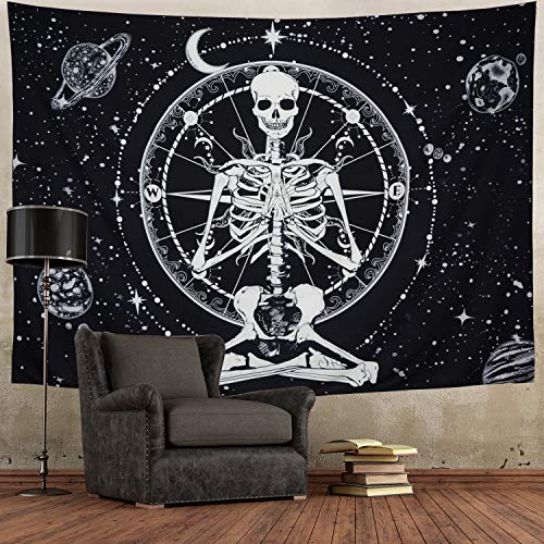 Amonercvita Starry Skull Tapestry Moon Chakra Tapestry Yoga