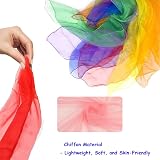 Dimoxii 20 Pcs Dance Sensory Scarves 60x60 cm 20 Cols Rainbow Silk Scarves view 4