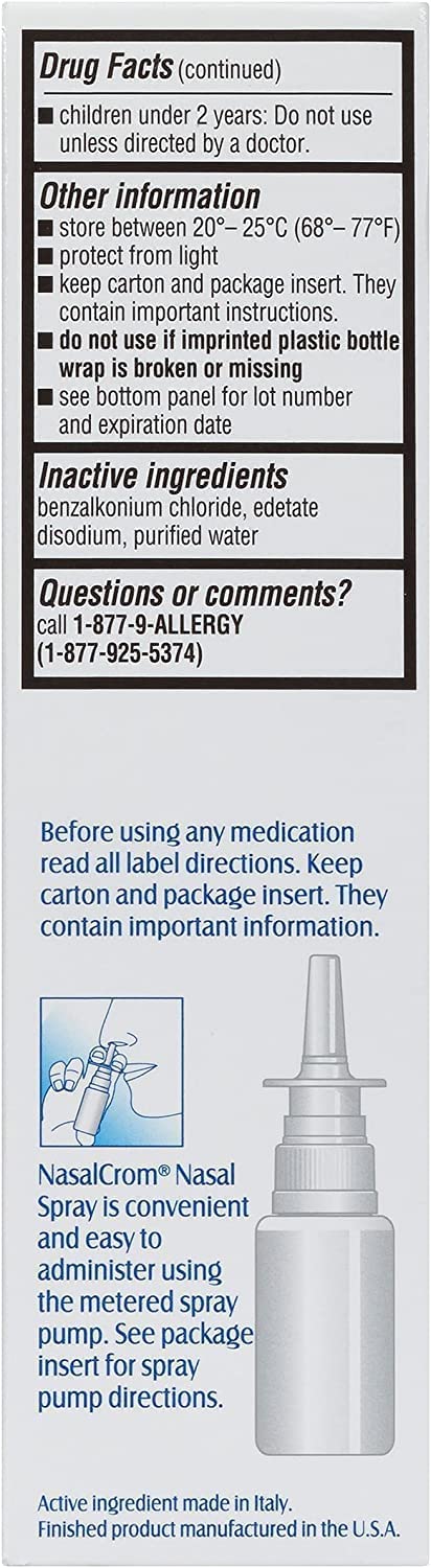 NasalCrom Nasal Spray Allergy Symptom Controller | 200 Sprays | .88 FL OZ