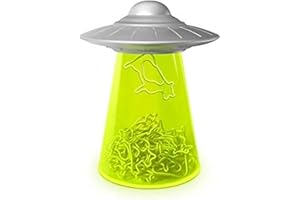 Genuine Fred Filing Saucer Paperclip Dispenser UFO Holder with Cow Paperclips, Space Themed Desktop Organizer Fun and Functional Desk Accessory for Home and Office