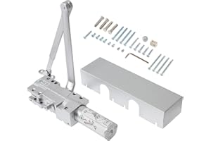 BEAMNOVA Commercial Door Closer, ADA, UL, ANSI, BHMA A156.4 Rated, Automatic Slow Soft Self Closing, with BC Back Check, DA Delay Open, Adjustable Closing Latching Speed, No Slam, Metallic