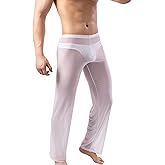 WINTOFW Men's Mesh See Through Pajama Breathable Long Pants Sleep Lounge Nightwear Homewear Bottoms