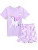 Balasha Girls Unicorn Pajamas Set Kids Short Sleeve