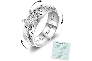 SARIEL Butterfly Fidget Ring 925 Sterling Silver Anxiety Spinner Rings Relief Stress for Women Daughter Mom