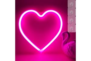 VIFULIN Heart Neon Sign Neon Heart Lights Pink Heart Led Light, Led Heart Lamp Heart Decorations for Home, Hanging Heart Gifts Heart Wall Decor USB/Battery Operated Heart Light for Bedroom Living room