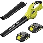 SEYVUM Leaf Blower, 20V Cordless Blower with 2 x 2.0Ah Battery, Electric Leaf Blowers for Lawn Care, 320 CFM 150 MPH Battery Powered Leaf Blower, for Patio, Garden Cleaning, Fast Charger, Lemon Green