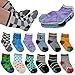 12 Pairs Baby's Cute Warm Cotton Socks (Anti-slip 1 to 3 Years Old), Lystaii Soft Anti Slip Grip Ankle Socks for 12-36 Month Kids Infant Toddler Walker Multiple Color Navy Style Striped Non Skid
