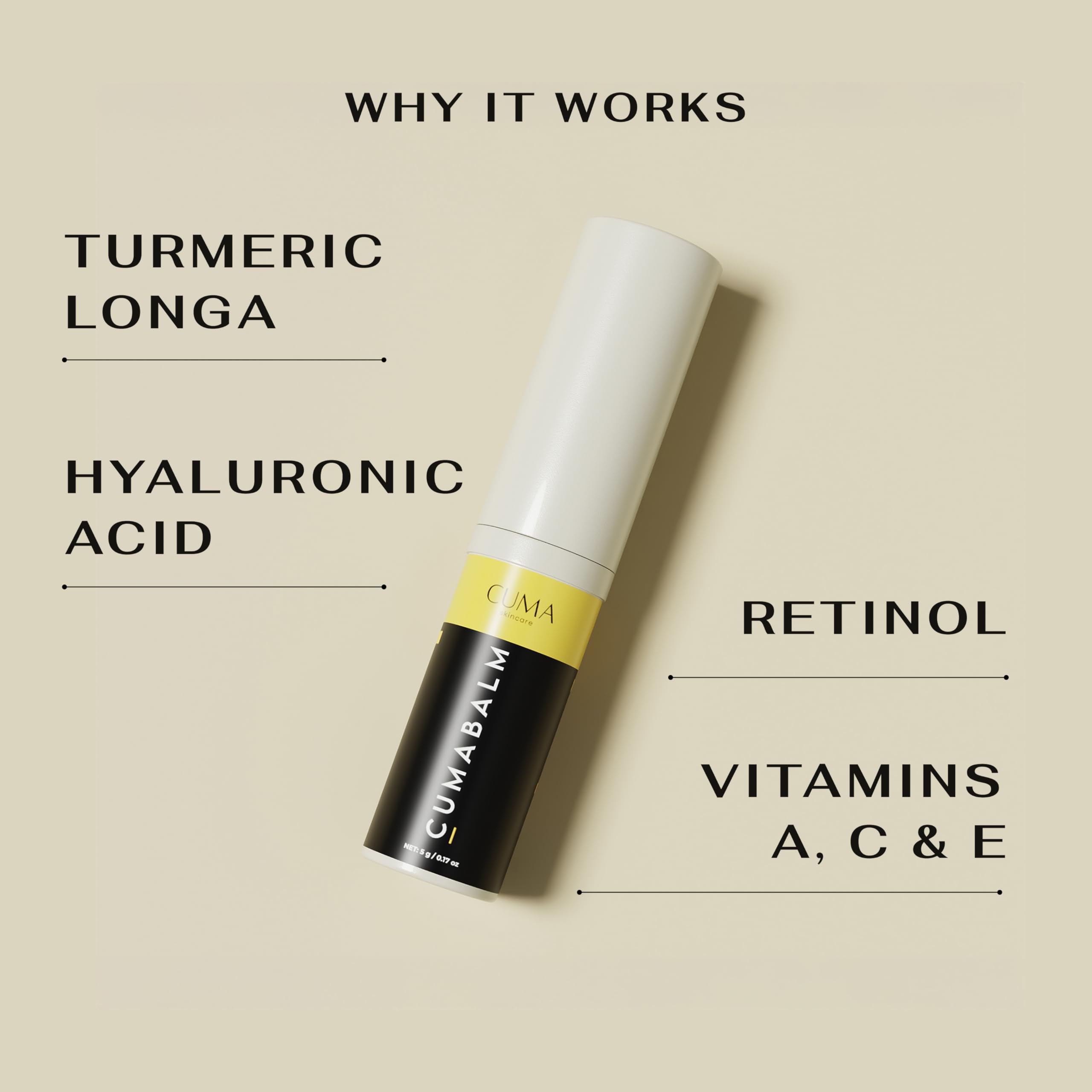 CumaBalm? ? Eye Balm with Turmeric and Retinol for Puffy Eyes & Dark Circles ? Vegan