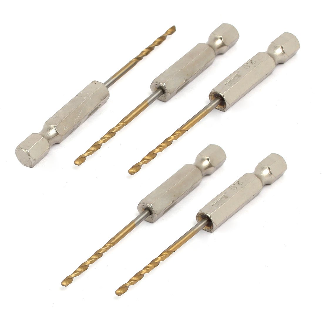 Sourcingmap 2mm Drilling Dia 2 Flutes HSS 1/4-inch Hex Shank Twist Drill Bit 5pcs