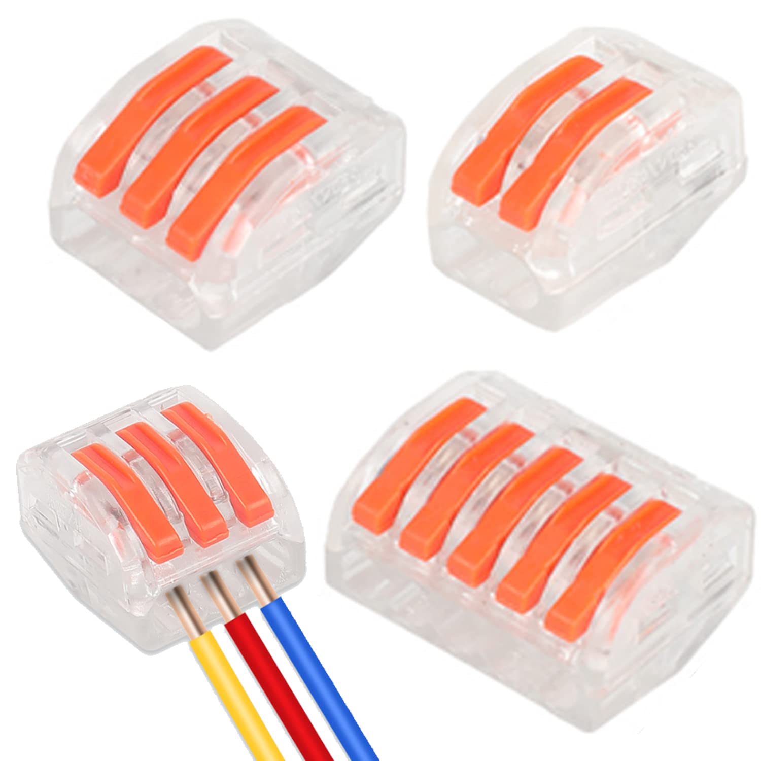 WUBAYI 35pcs Splicing Wire Connectors - Compact Electrical Connectors, Clip Terminals, PVC Insulation, Plastic Material