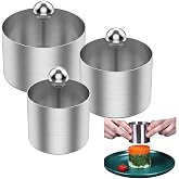 VOSAREA 3PCS Sushi Molds Onigiri Sushi Making Molds Stainless Steel Round Pastry Ring Cake Forming Rings with Pusher Food Pre